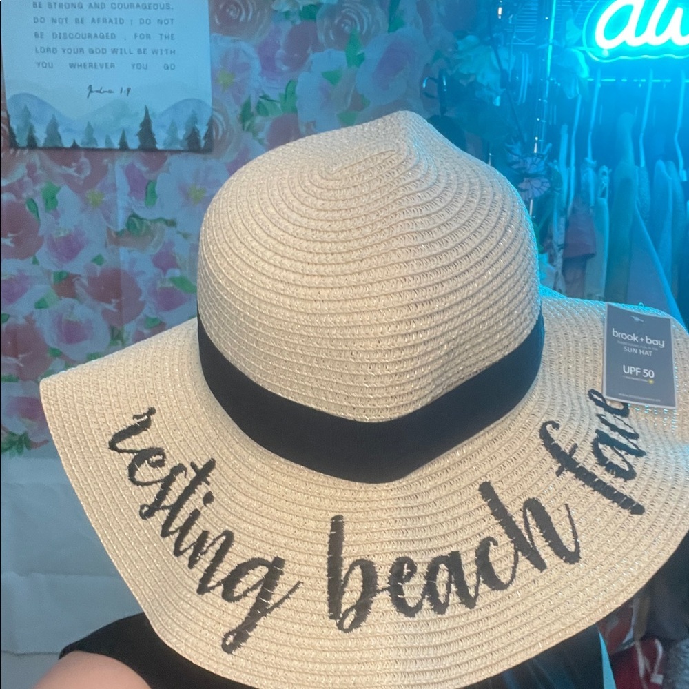 Brook & Bay Chic Women's Straw Hat with Black Script - Picture 3 of 8